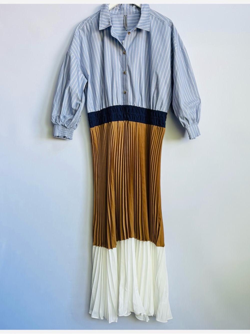 NWT Anthropologie The Somerset Colorblock Pleated Twofer Maxi Dress, XL - Picture 11 of 11